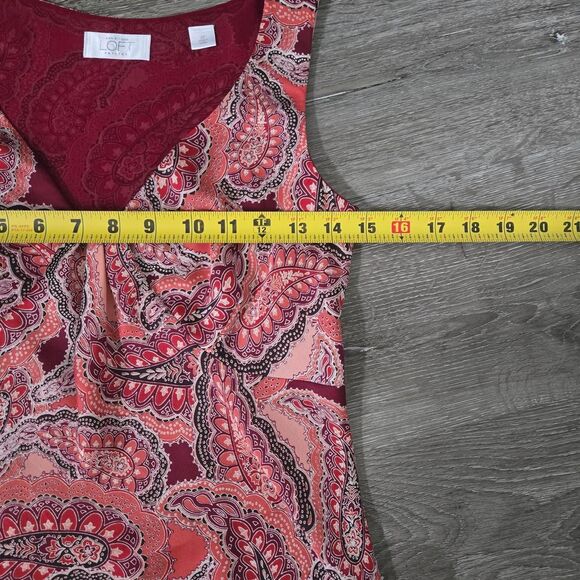 Loft Y2K Dainty Paisley Floral Satin Sleeveless V Neck Top blouse size XS - Picture 7 of 11